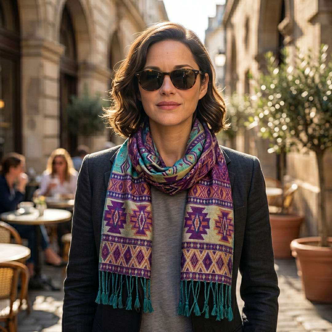 Purple Blue Navajo Pattern Viscose Muffler Scarf